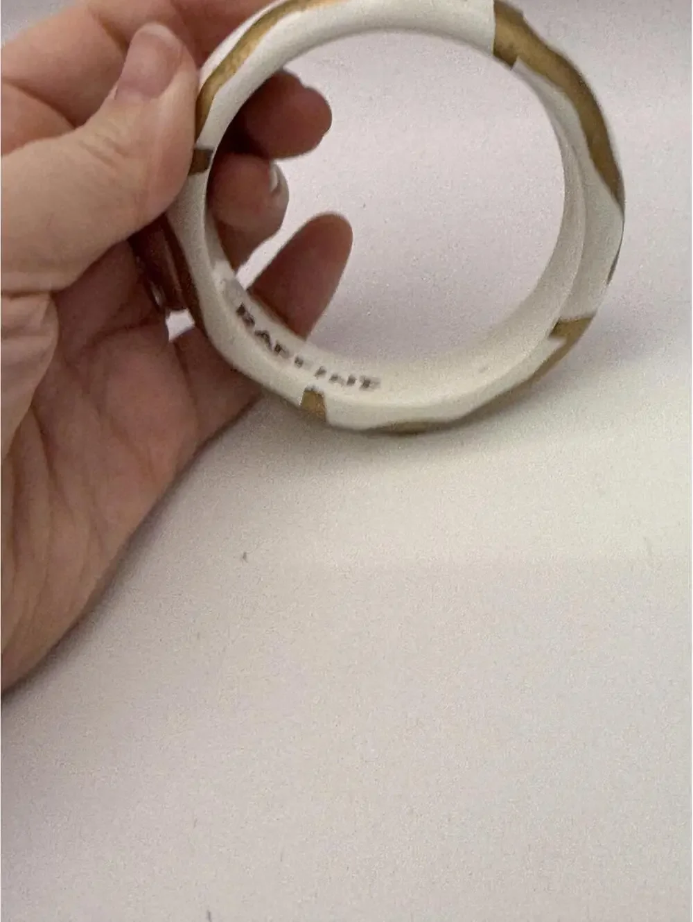 Raffine Vintage White and Gold Painted Bangle Bracelet